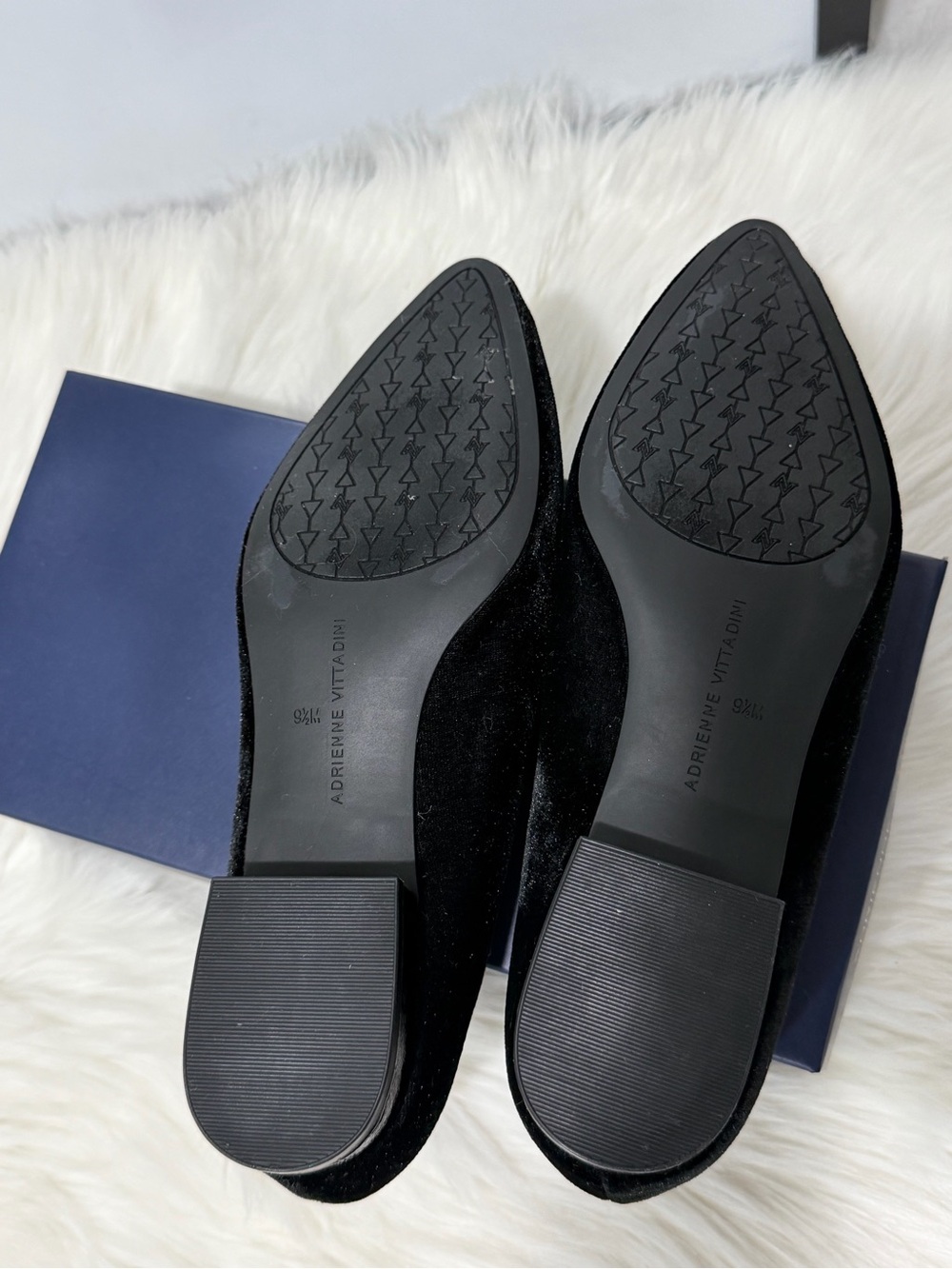 Adrienne Vitaddini Black Velvet Jeweled Pointed Flats - Dress Loafers 9.5 - Picture 13 of 14
